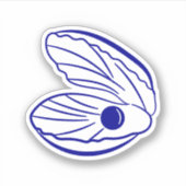 Moderne blauwe mediterrane shell bruiloft stickers (Voorkant)