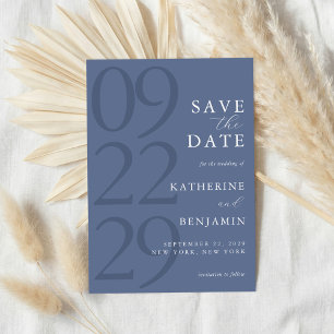 Moderne Blauwe Minimalistische Trouwdag Save The Date