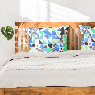 Moderne Blauwe Mint Geometrische Vormen Kussensloop