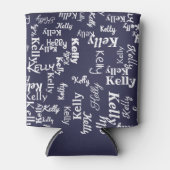 Moderne Blauwe Monogram Naam Blikjeskoeler (Voorkant)