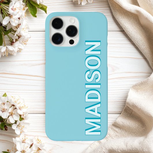 Moderne Blauwe Monogram Naam Case-Mate iPhone Case