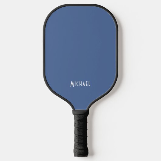 Moderne Blauwe Monogram Naam Pickleball Paddle (Voorkant)