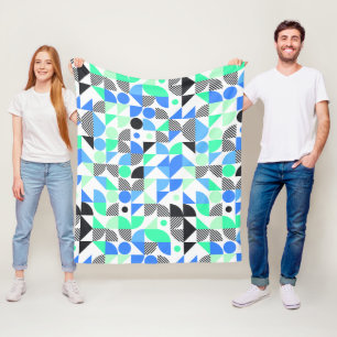 Moderne blauwe munt geometrisch fleece deken