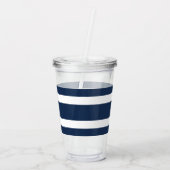 Moderne Blauwe Naam Script Acryl Drinkbeker (Achterkant)