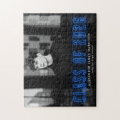 Moderne Blauwe Neon Klasse van 2025 Afstuderen Fot Legpuzzel (Verticaal)
