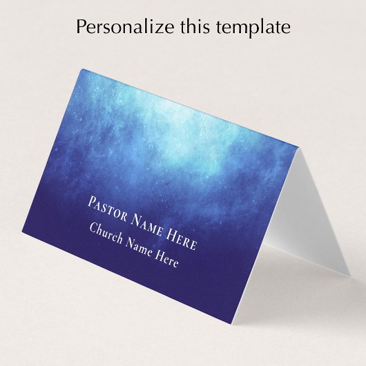 Moderne Blauwe Nevel Aangepaste Tekst QR Code Past Visitekaartjes