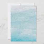 Moderne blauwe oceaan waterverf bruiloft  save the date (Achterkant)