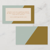 Moderne blauwe olijfkleurendrik Weddenschap Informatiekaartje (Voorkant / Achterkant)