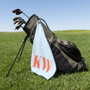 Moderne blauwe oranje monogram initialen gepersona golfhanddoek