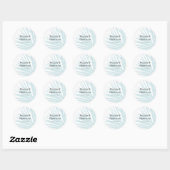Moderne Blauwe Palm Bruiloftslabel Ronde Sticker (Vel)