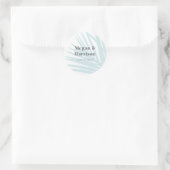 Moderne Blauwe Palm Bruiloftslabel Ronde Sticker (Tas)