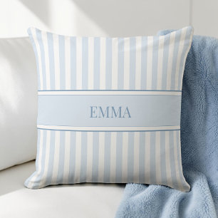 Moderne Blauwe Preppy Gestreepte Eenvoudige Aangep Kussen
