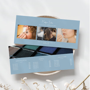 Moderne Blauwe Prijslijst Make-up Service Toevoege Reclamekaart
