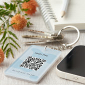Moderne blauwe QR Code Business Logo Custom Sleutelhanger (Voorkant Rechts)