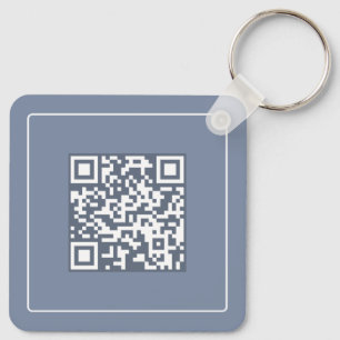 Moderne blauwe QR-code Zakelijke promotie Sleutelhanger