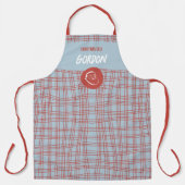 Moderne Blauwe & Rode Kerstman Kerstmis Schort (Voorkant)