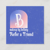 Moderne Blauwe Roze Gradiënt Monogram Make-up Arti Aanbevelingskaartje (Voorkant)