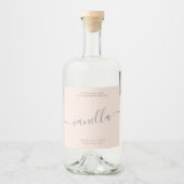 Moderne blauwe roze-scriptkaarsetiket likeurfles etiket (Voorkant)