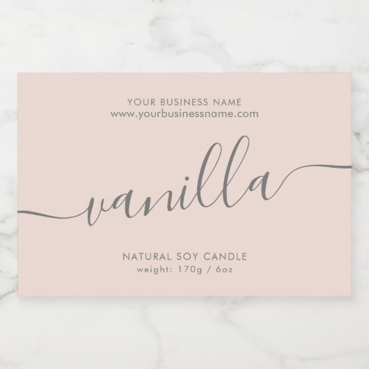 Moderne blauwe roze-scriptkaarsetiket voedselcontainer etiket (Enkel label)