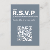 Moderne Blauwe RSVP QR Code Huwelijk Informatiekaartje (Voorkant)