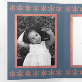 Moderne Blauwe Rustieke Snowflake Collage 5 Foto Drieluik Wenskaart (Binnenzijde eerst)