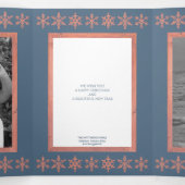 Moderne Blauwe Rustieke Snowflake Collage 5 Foto Drieluik Wenskaart (Binnenkant midden)