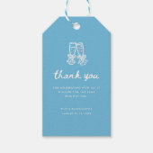 Moderne blauwe script Hen Party bedankje Cadeaulabel (Voorkant)
