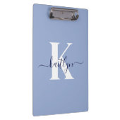 Moderne Blauwe Script Monogram Klembord (Rechts)
