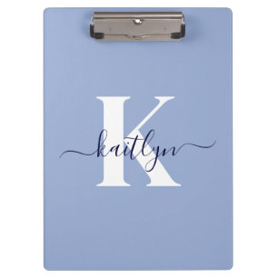 Moderne Blauwe Script Monogram Klembord