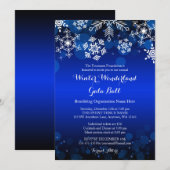 Moderne Blauwe Sneeuwvlok Winter Gala Ball Uitnodi Kaart (Voorkant / Achterkant)