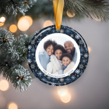 Moderne Blauwe Sneeuwvlokken Familie Kerstmis 2 zi