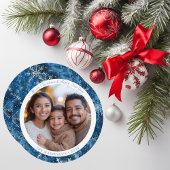 Moderne Blauwe Sneeuwvlokken Kerst Kaart