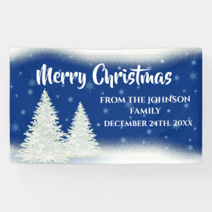 Moderne Blauwe Spar Kerst Spandoek