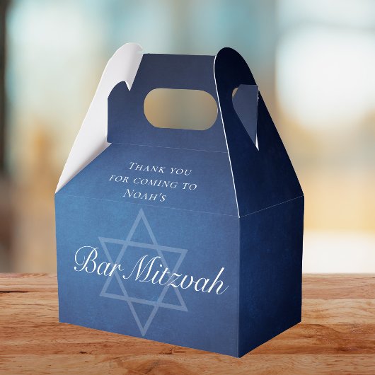 Moderne Blauwe Ster van David Formele Bar Mitzvah Bedankdoosjes