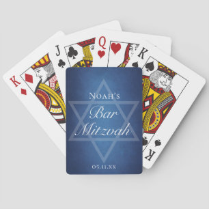 Moderne Blauwe Ster van David Formele Bar Mitzvah  Pokerkaarten
