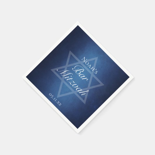 Moderne Blauwe Ster van David Formele Bar Mitzvah  Servet (Hoek)