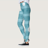 Moderne blauwe sterren en witte gardenia leggings (Links)