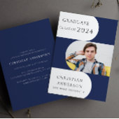 Moderne blauwe stijlvolle curve afstuderen partij kaart