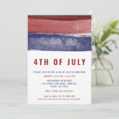 Moderne blauwe strepen waterverf 4 juli kaart (Staand voorkant)