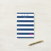 Moderne blauwe streping, roze flamingos, om lijst  post-it® notes (Op bureau)