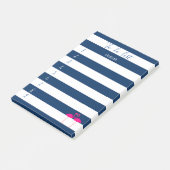 Moderne blauwe streping, roze flamingos, om lijst  post-it® notes (Schuin)