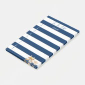 Moderne blauwe streping, zeeschelpen, om lijst te post-it® notes (Schuin)