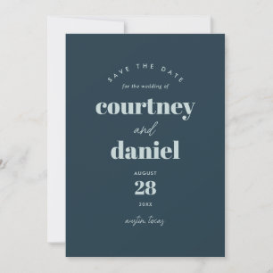 Moderne Blauwe Trendy Foto Save the Date
