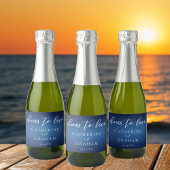 Moderne blauwe trouw aangepaste 'Proost op de lief Sparkling Wijnetiket