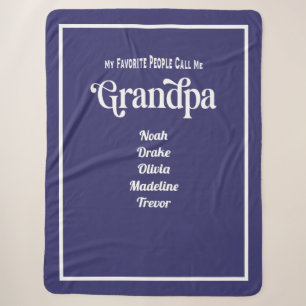 Moderne Blauwe Typografie Favoriete Opa Sherpa Deken