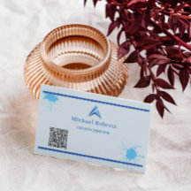 Moderne Blauwe Verfspat Creatief met QR-code