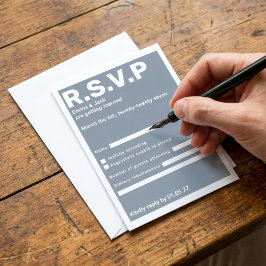 Moderne Blauwe Vetgedrukte Typografie RSVP Wedding Kaartje