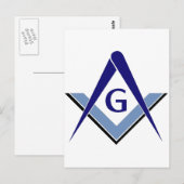 Moderne Blauwe Vierkant & Kompassen Briefkaart (Voorkant / Achterkant)