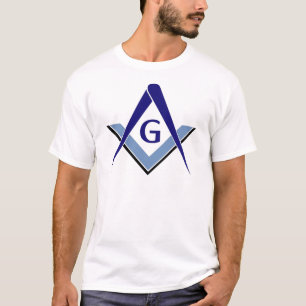 Moderne Blauwe Vierkant & Kompassen T-shirt