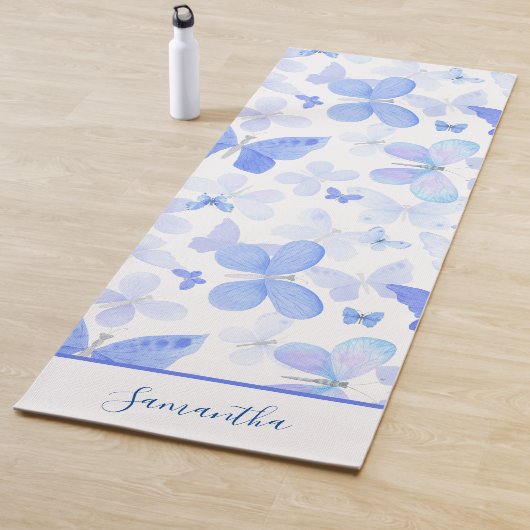 Moderne Blauwe Vlinder Naam Yogamat (In situ)